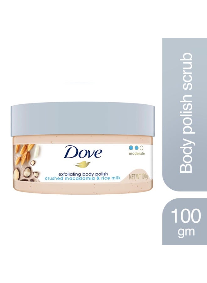 دوف مقشر الجسم من دوف لتقشير وتغذية البشرة بمسحوق المكاديميا وحليب الأرز | لبشرة ناعمة ومشرقة | خالٍ من الكبريتات | 100 غرام - Image 2